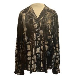 Leslie Fay Dressy Vintage  Jacket And Top Velvety Snakeskin Print Sz Petite‎ 16